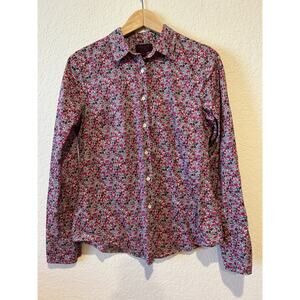 J Crew Liberty London Art Fabrics floral Button Up Shirt Sz 6 Preppy Fuscia